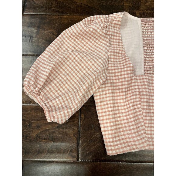OPT Anthropologie Plaid Pink Gingham Crop Top size Medium - Picture 2 of 8